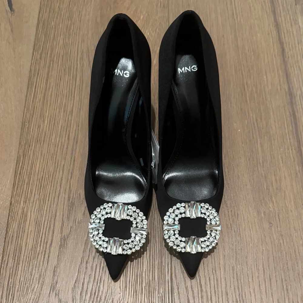 Mango Black Heels with Embellished Buckle - Picture 2 of 4